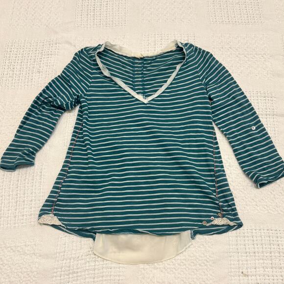 Anthropologie Meadow Rue medium lace back striped top TLS2 2886 - Picture 7 of 10